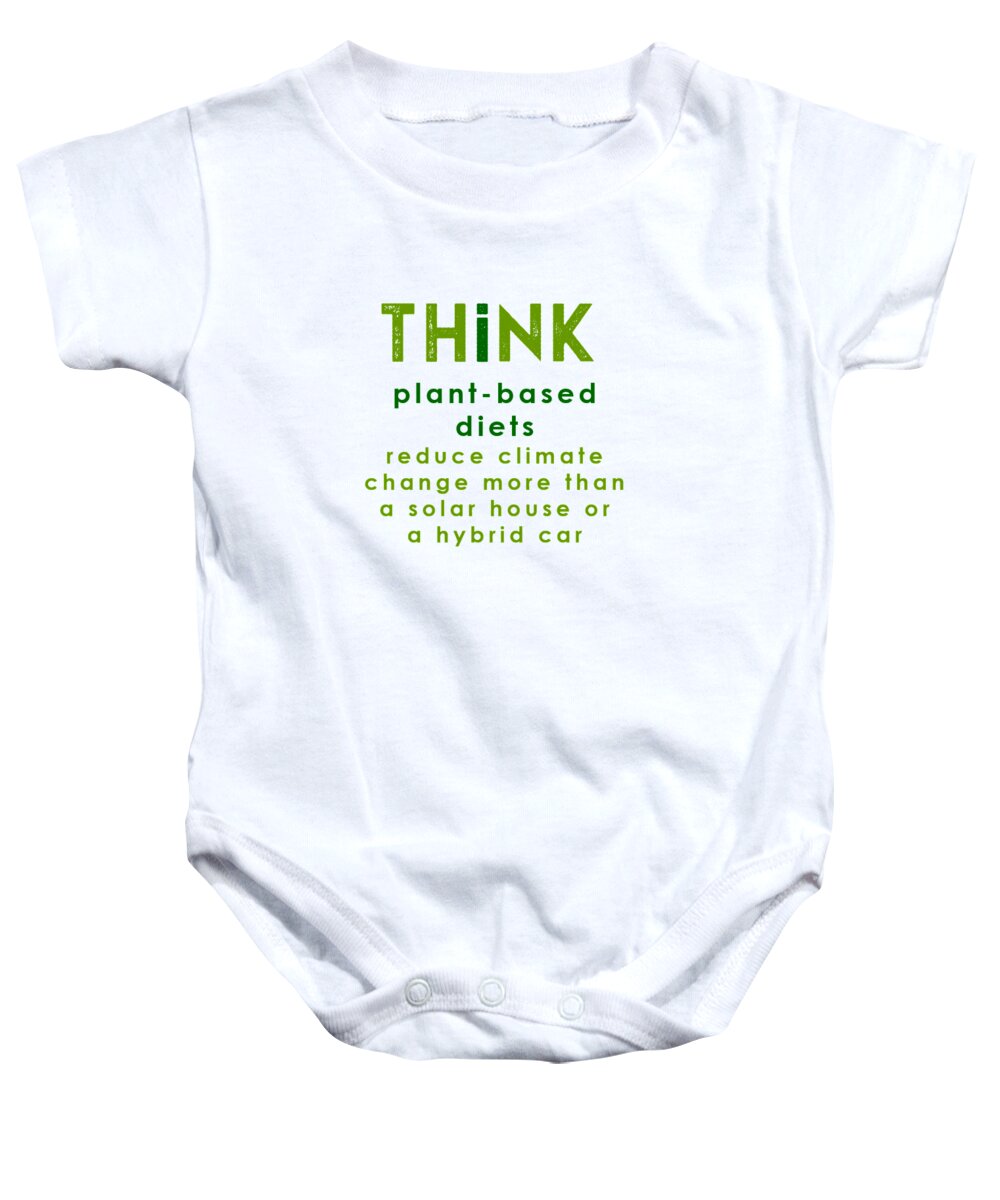  Baby Onesie featuring the drawing THINK plant-based diet - two greens by Charlie Szoradi