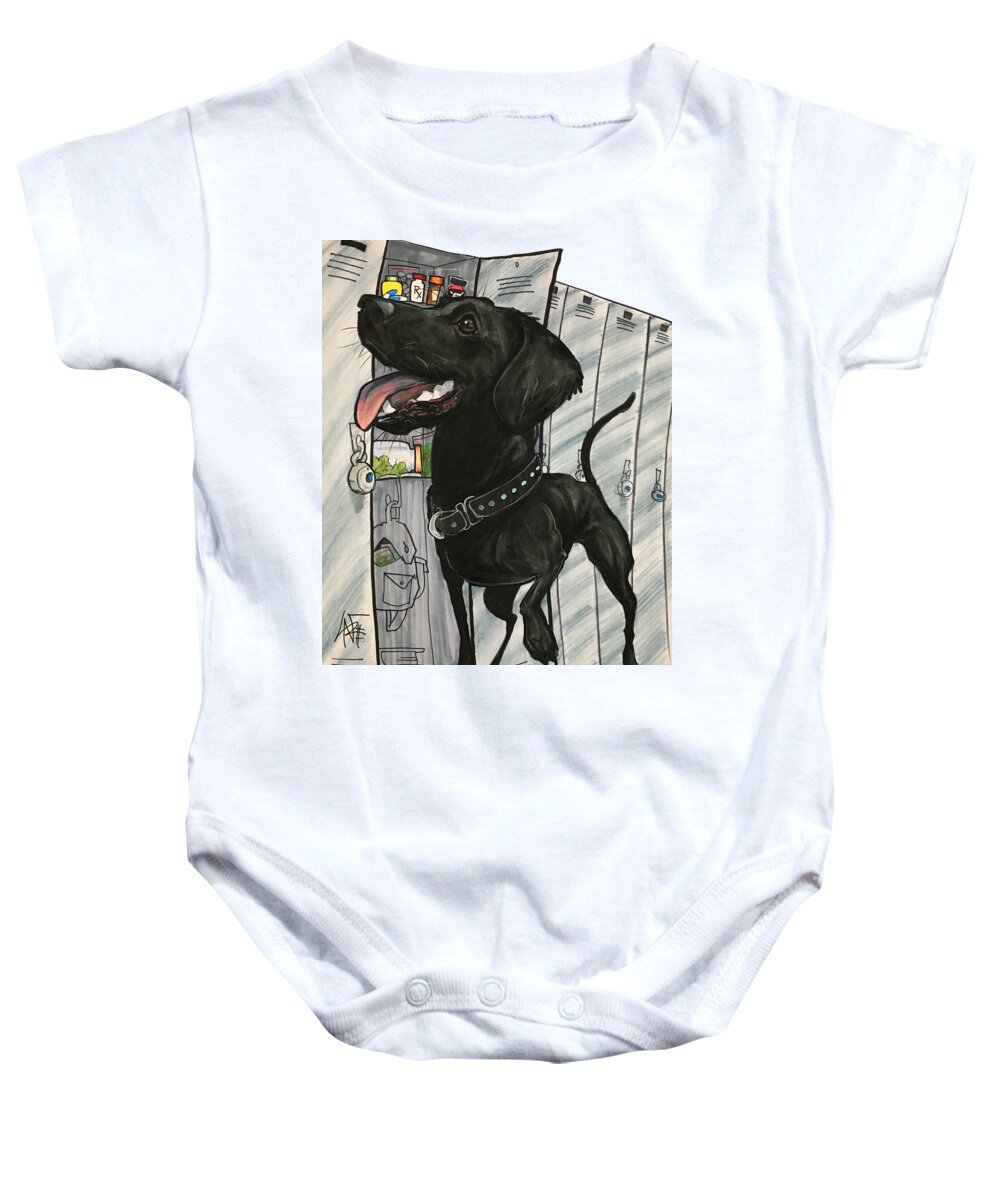 Thompson-damm Baby Onesie featuring the drawing Thompson-Damm 4348 by Canine Caricatures By John LaFree