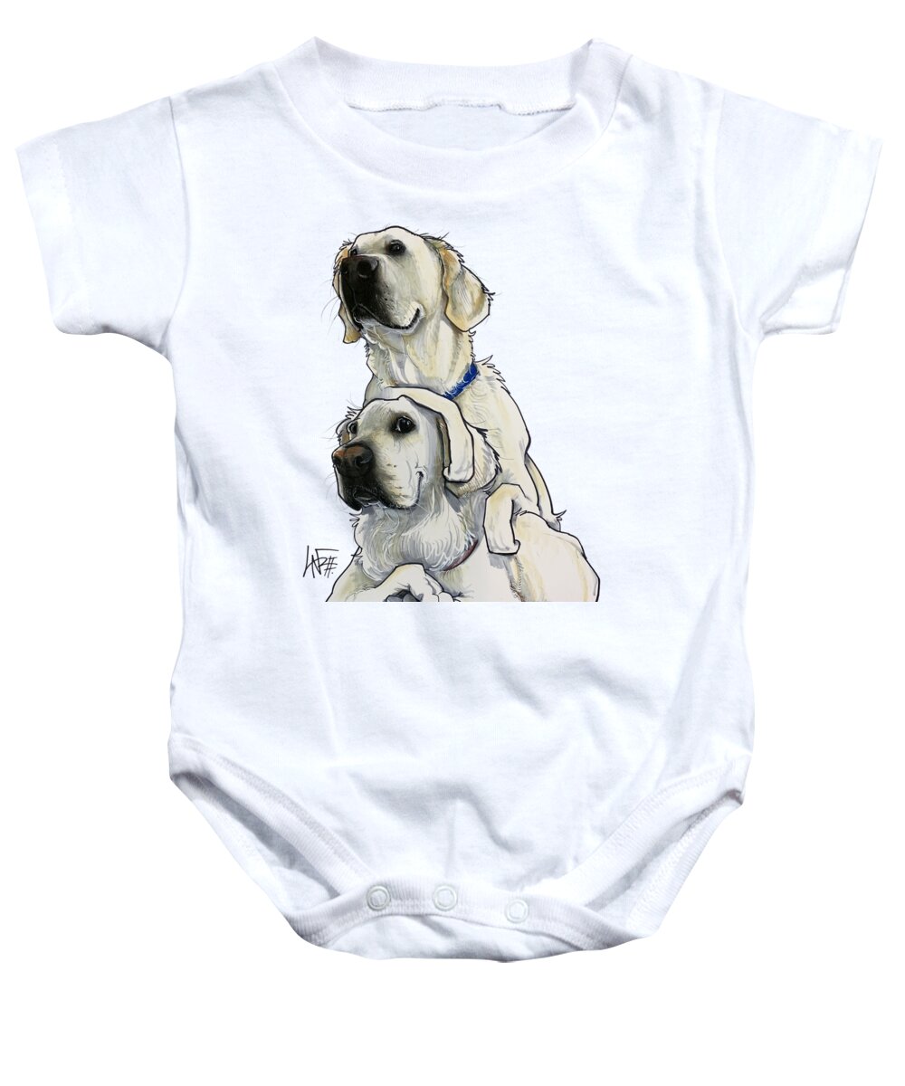 Toomey Baby Onesie featuring the drawing Toomey 5293 by Canine Caricatures By John LaFree