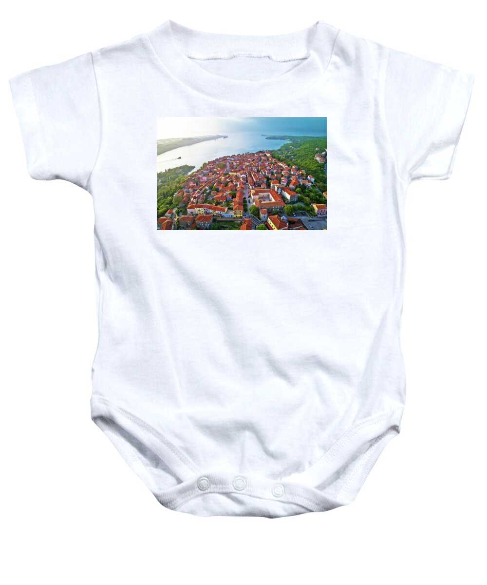 Omisalj Baby Onesie featuring the photograph Town of Omisalj on Krk island aerial view by Brch Photography