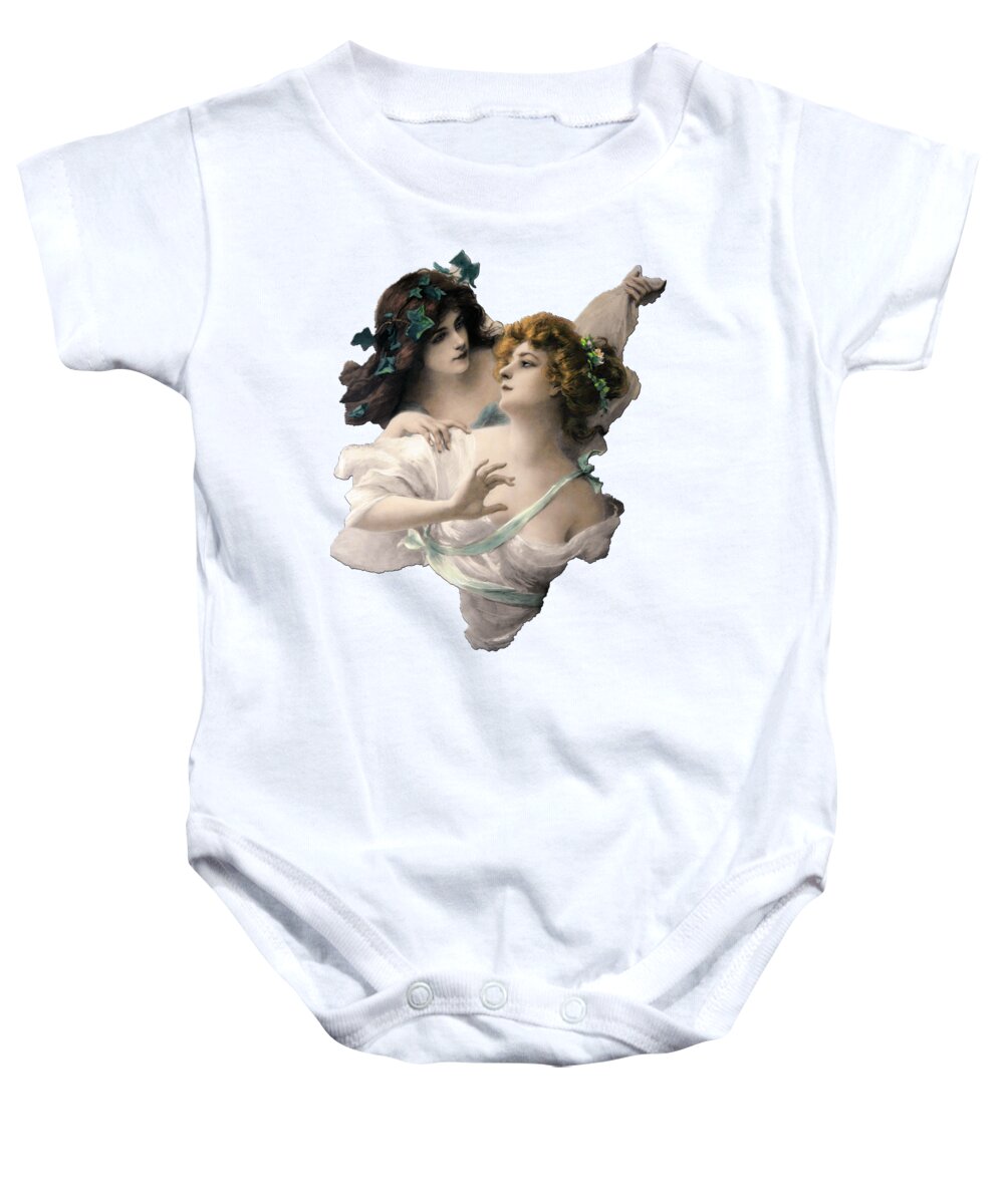 Two Virgins Baby Onesie featuring the painting Two Virgins by Edouard Bisson by Xzendor7