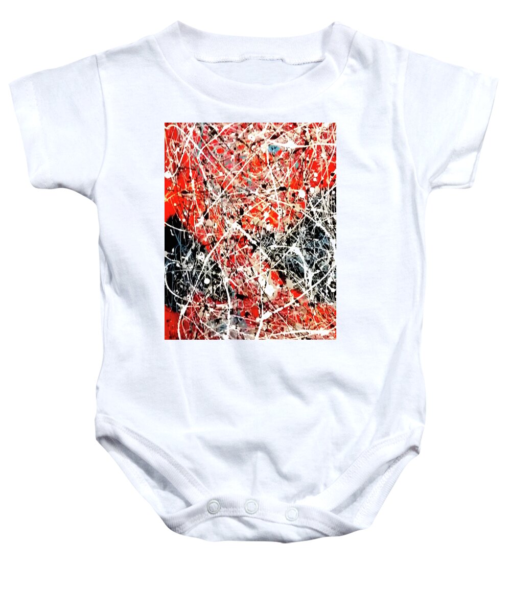 Red Baby Onesie featuring the painting Untitled #75 by James Adger