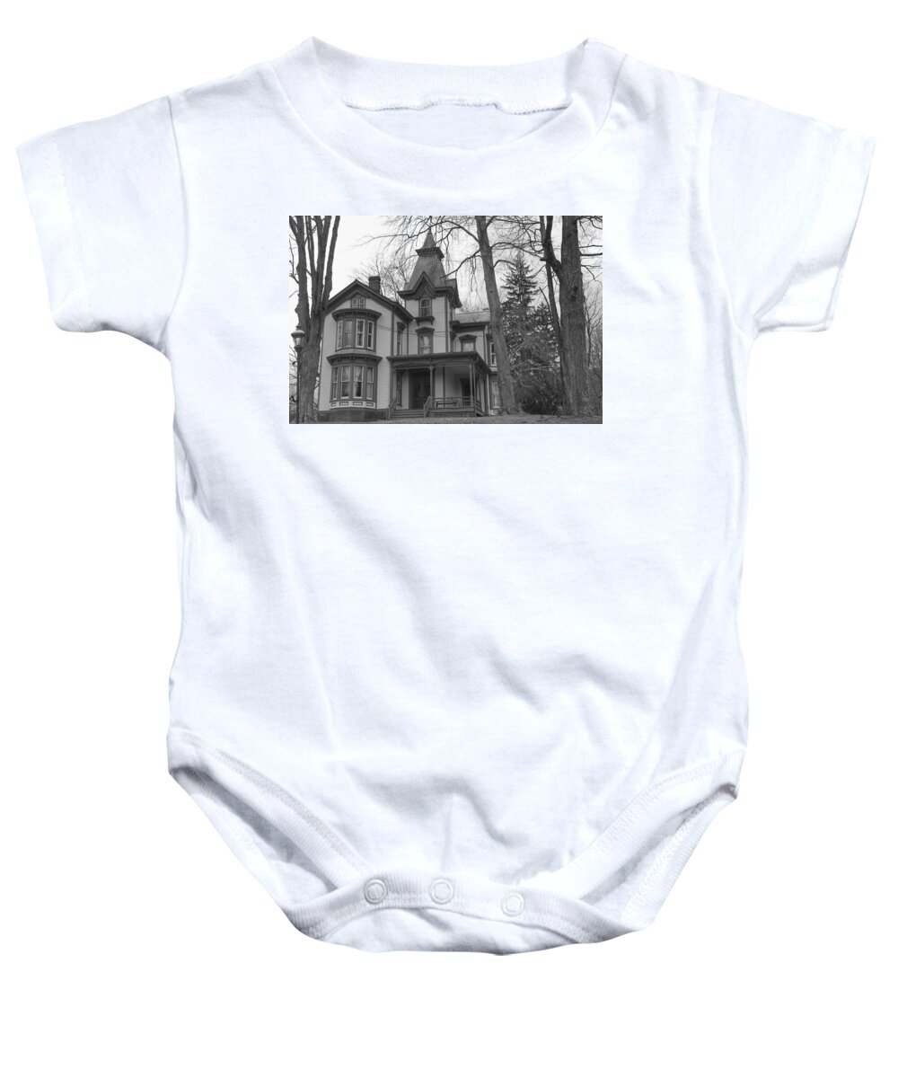 Waterloo Village Baby Onesie featuring the photograph Victorian Mansion - Waterloo Village by Christopher Lotito