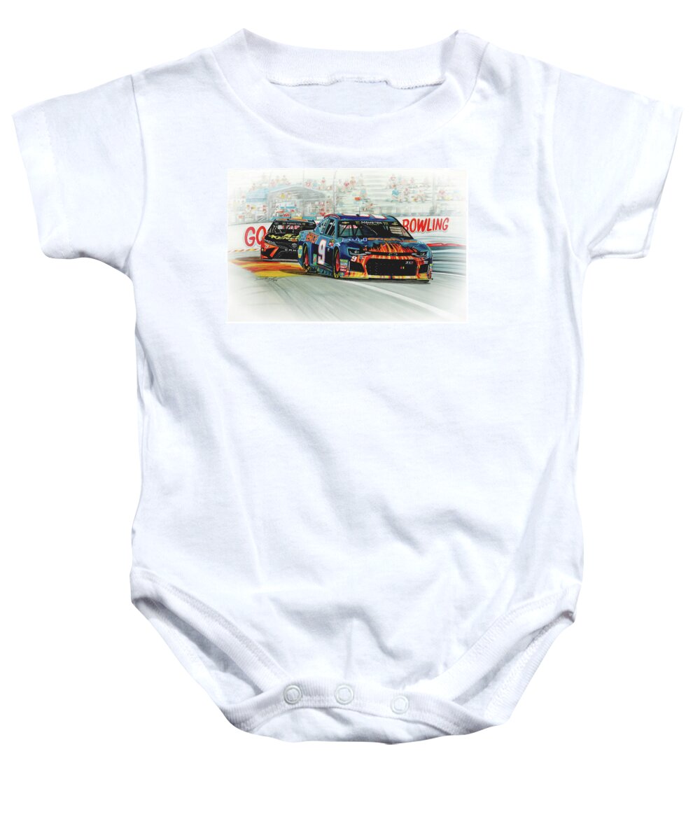 Watercolour Baby Onesie featuring the painting Victory At The Glen by Simon Read