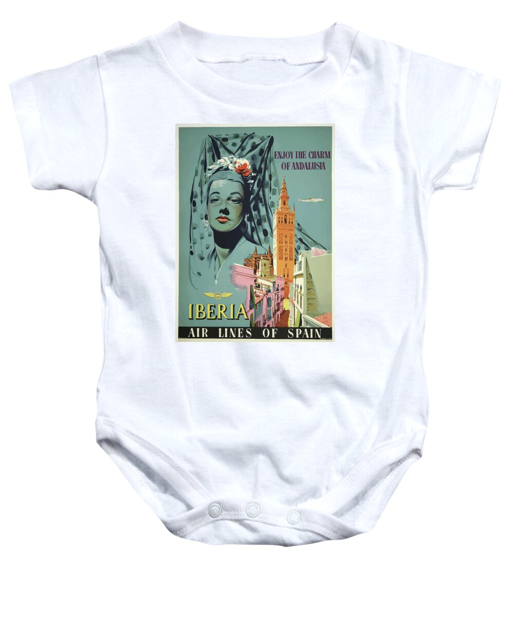 Vintage Baby Onesie featuring the mixed media Vintage Travel Poster Andalusia Spain by Movie Poster Prints