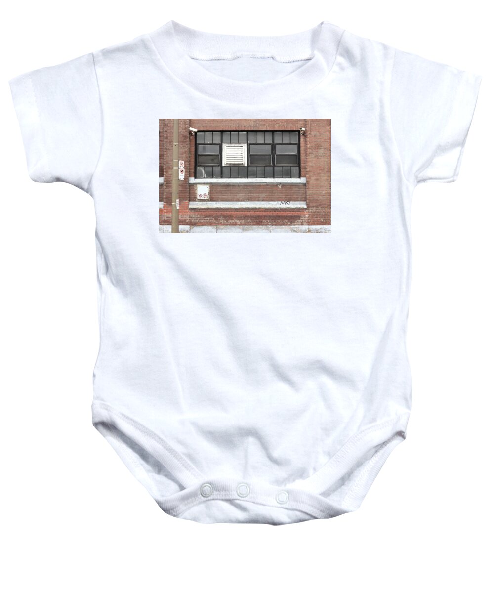 Urban Baby Onesie featuring the photograph warehouse wall II by Kreddible Trout