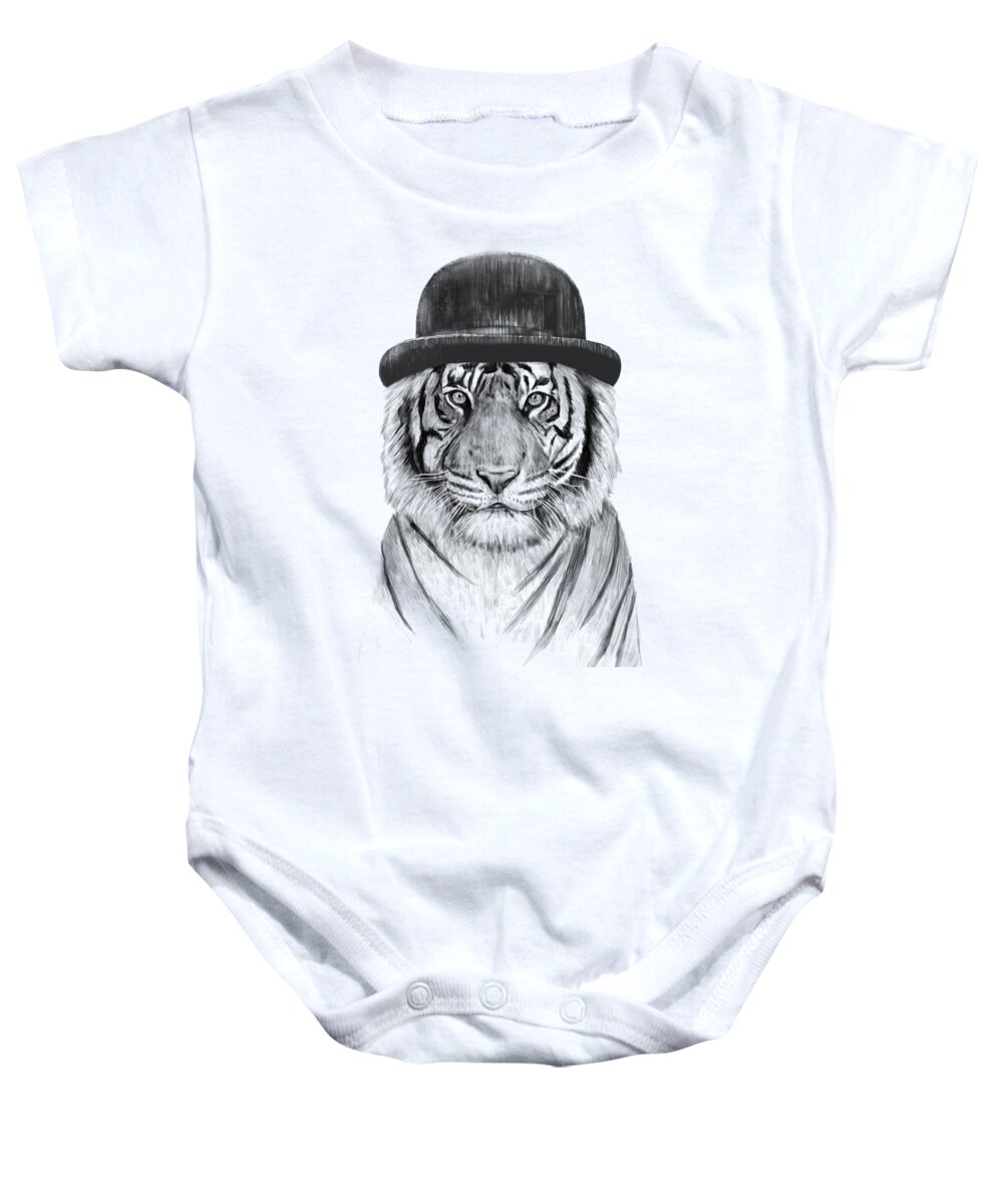 Tiger Baby Onesie featuring the drawing Welcome to the jungle by Balazs Solti
