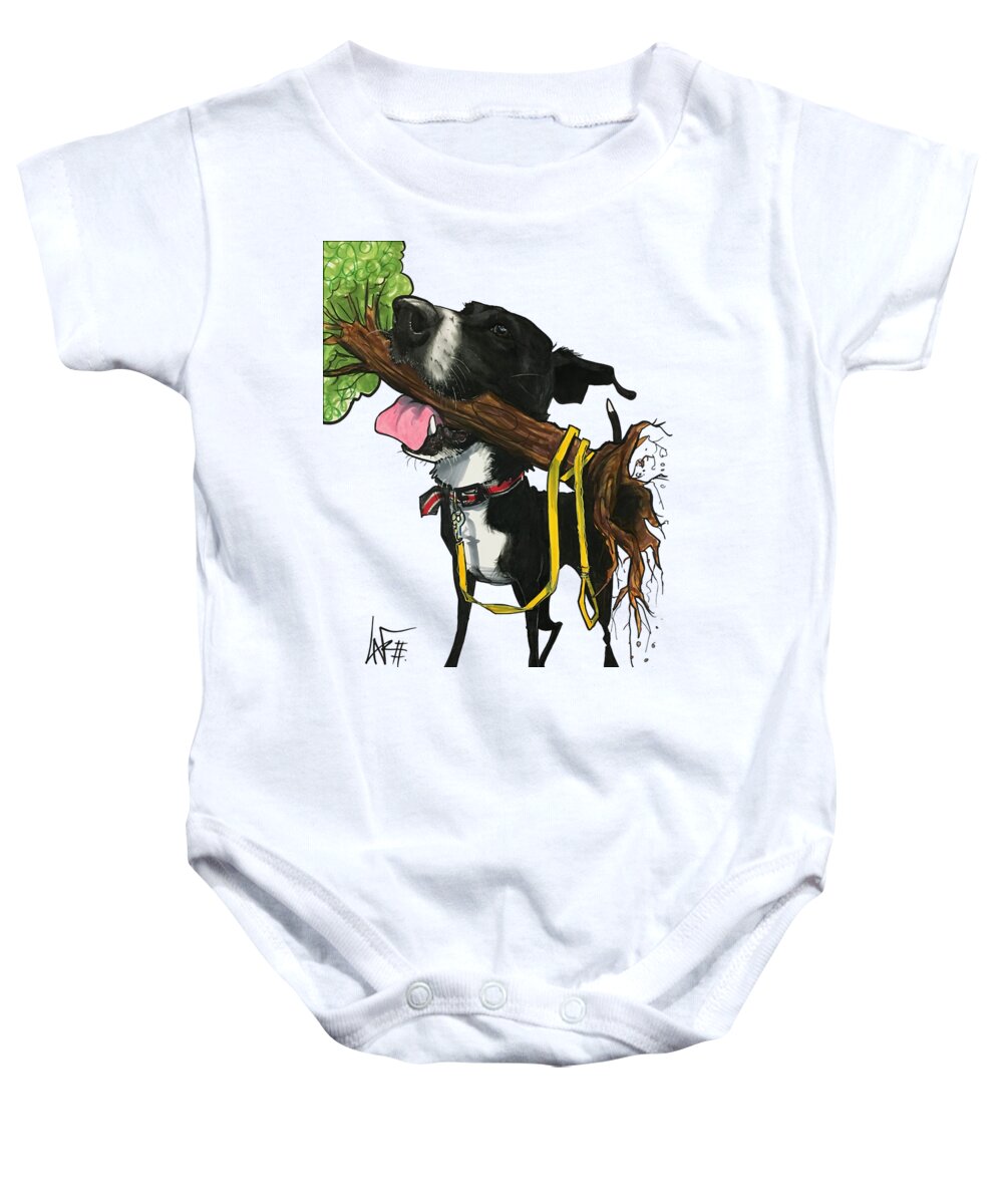 White 4479 Baby Onesie featuring the drawing White 4479 by Canine Caricatures By John LaFree