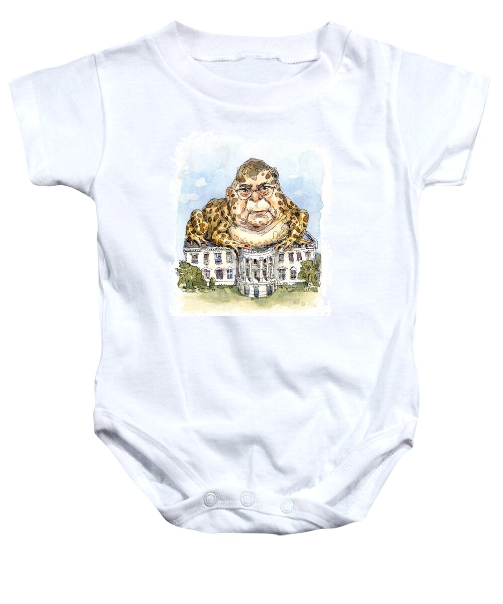 Captionless Baby Onesie featuring the painting White House Toady by John Cuneo