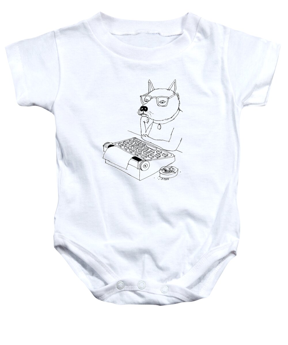 Captionless Baby Onesie featuring the drawing Woof by Edward Steed