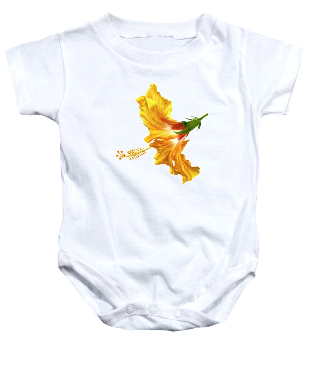 Hibiscus Baby Onesie featuring the photograph Yellow Hibiscus by Christopher Johnson