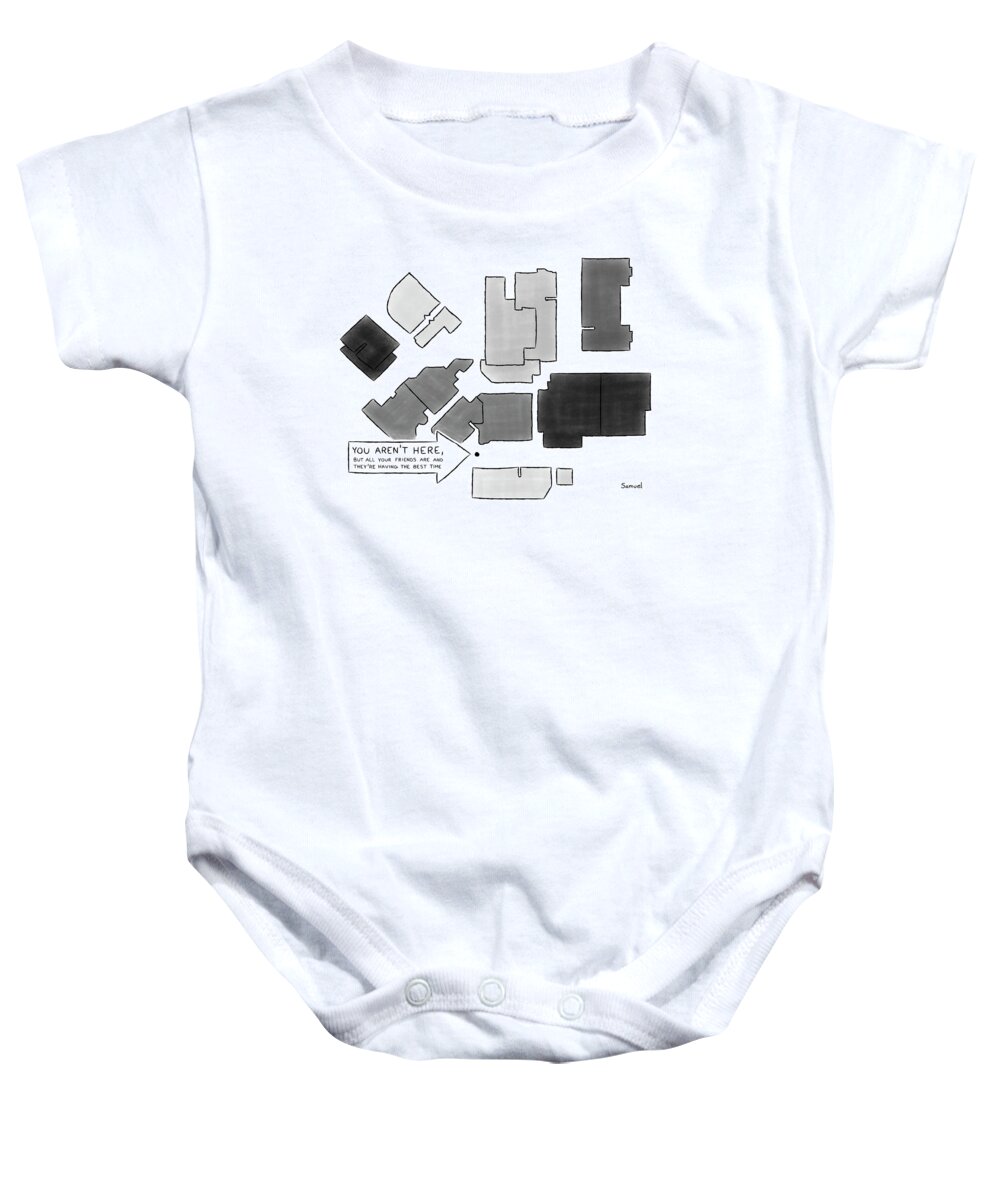 You Aren't Here Baby Onesie featuring the drawing You Aren't Here by Jacob Samuel