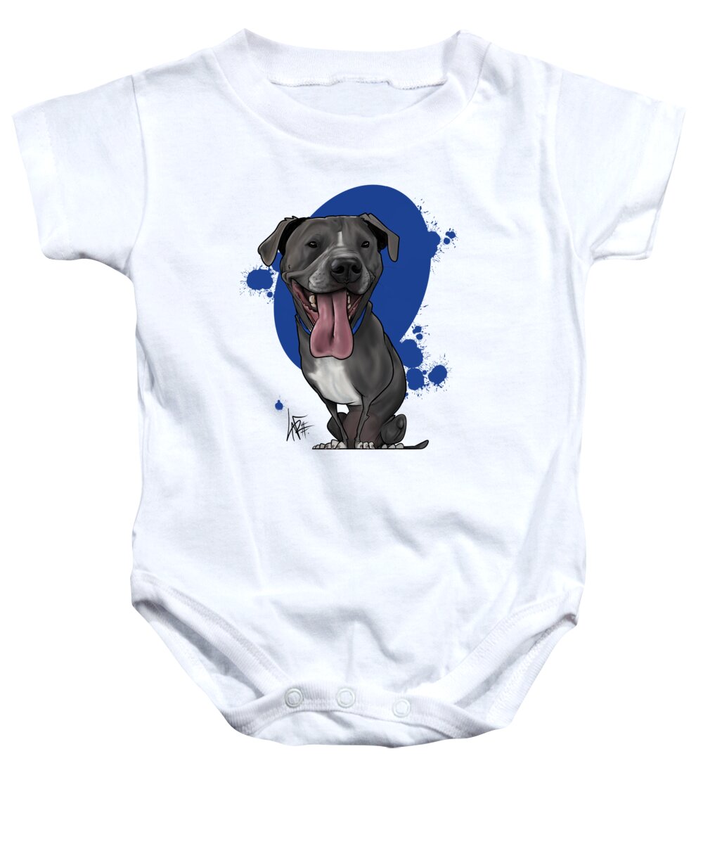5928 Baby Onesie featuring the drawing 5928 Johnson by Canine Caricatures By John LaFree