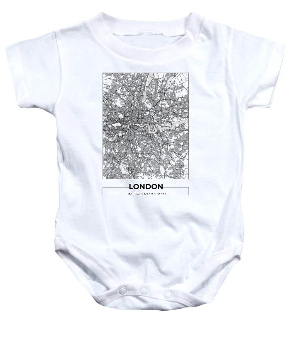 Oil On Canvas Baby Onesie featuring the digital art Artistic map of London by Ahmet Asar #1 by Celestial Images