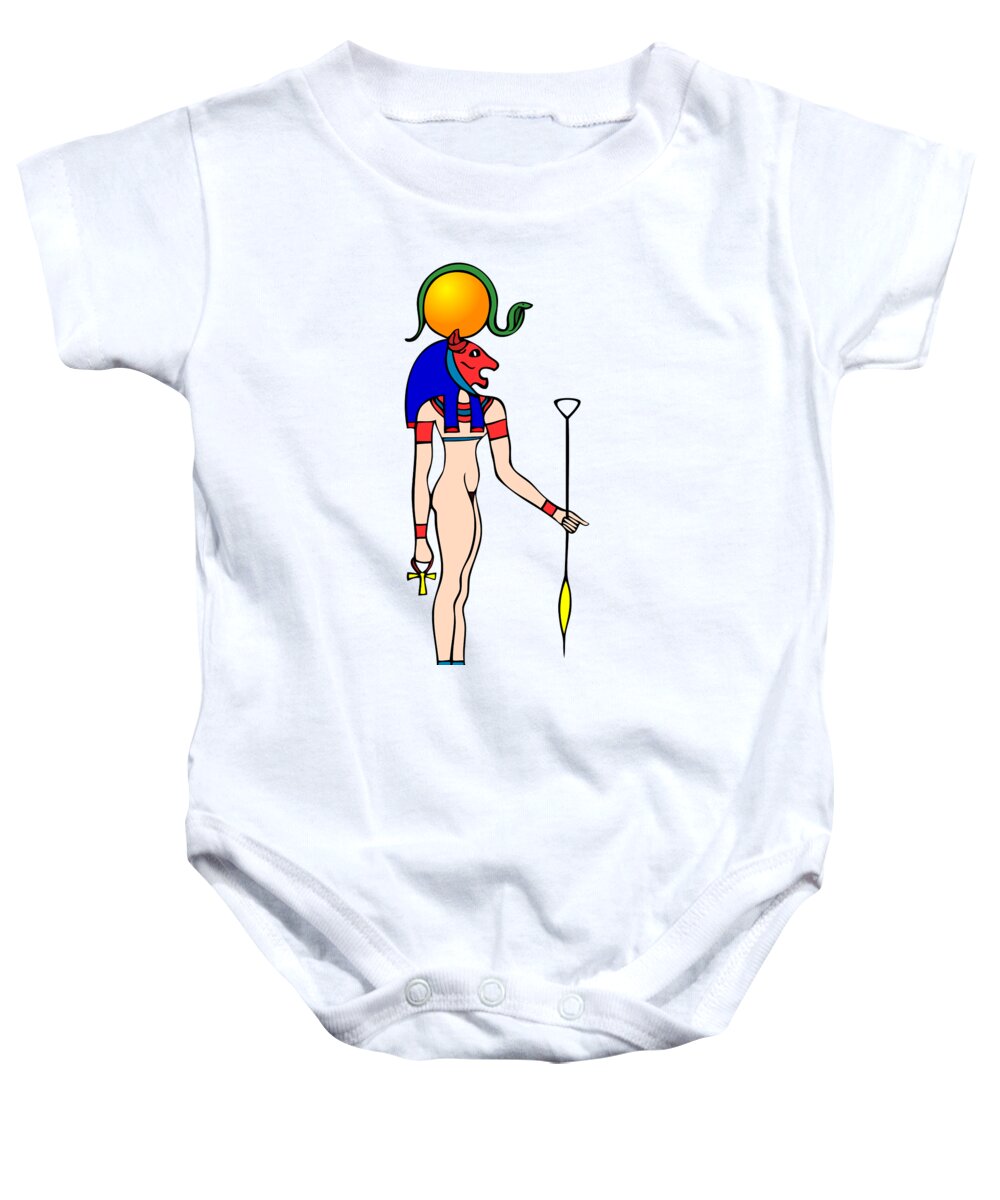 Ancient Egypt Baby Onesie featuring the drawing Bastet - Goddess of the Ancient Egypt #1 by Michal Boubin