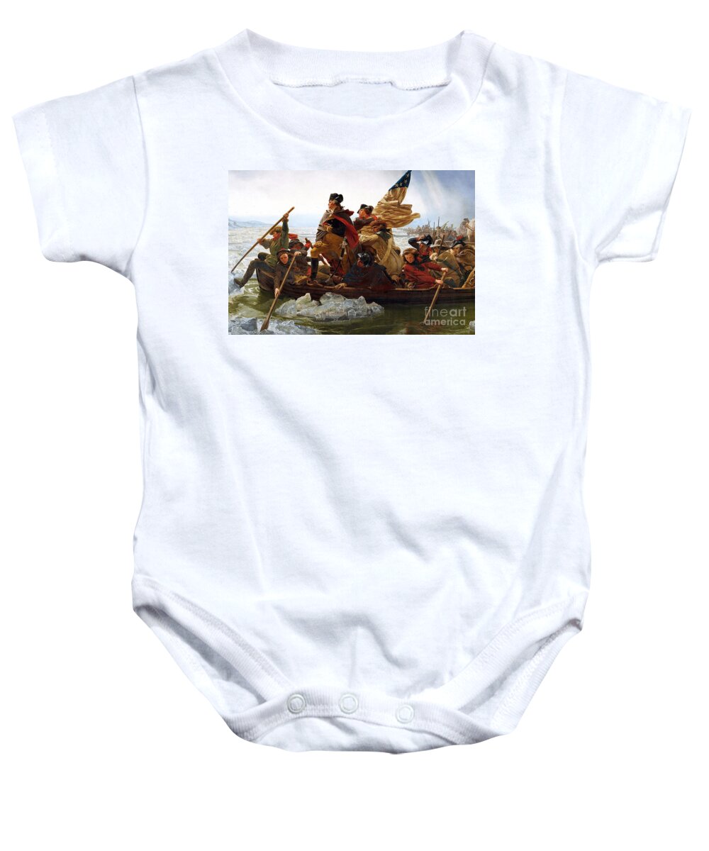 George Baby Onesie featuring the photograph George Washington Crossing The Delaware by Action