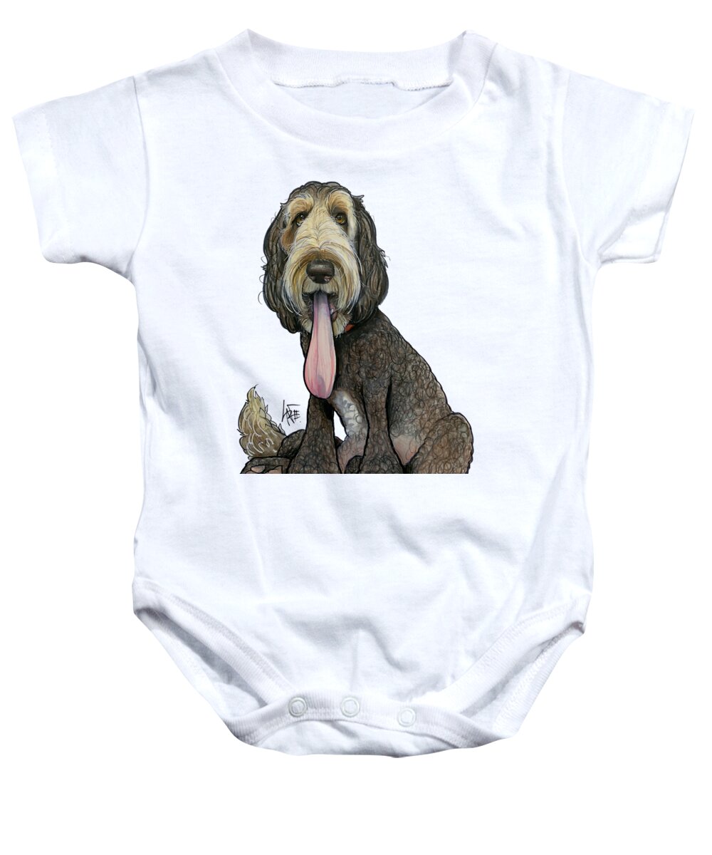 Godby Baby Onesie featuring the drawing Godby 5308 by Canine Caricatures By John LaFree