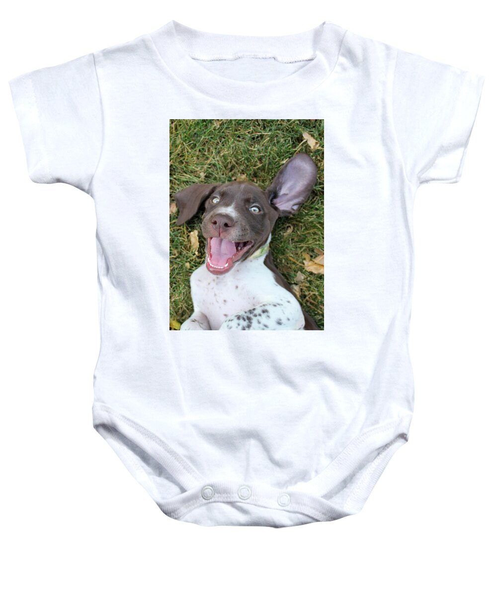 Gsp Baby Onesie featuring the photograph Happy Pup #1 by Brook Burling