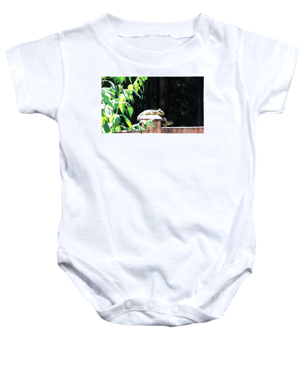Chipmunk Baby Onesie featuring the painting Lazy Summer Days #1 by Patrice Clarkson