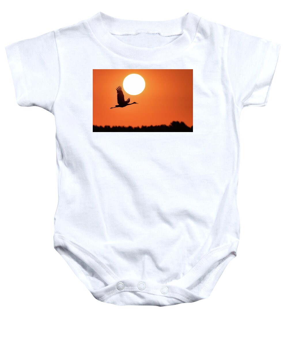 Crane Baby Onesie featuring the photograph New Day #1 by Brad Bellisle