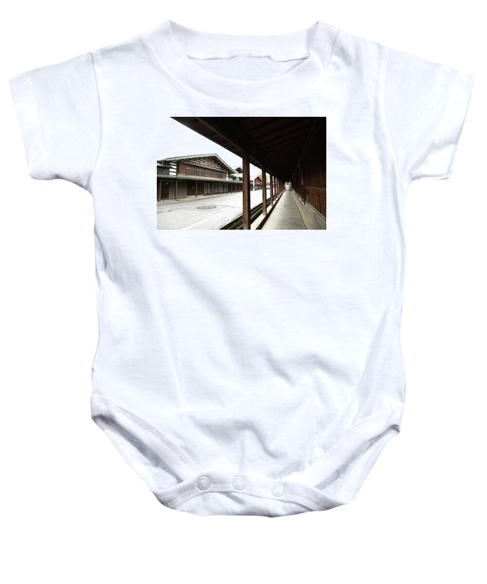 Komise Street Baby Onesie featuring the photograph Old shopping street in Japan #1 by Kaoru Shimada