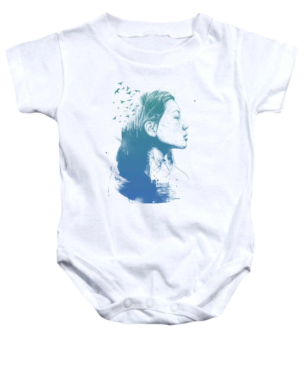Girl Baby Onesie featuring the drawing Open your mind by Balazs Solti
