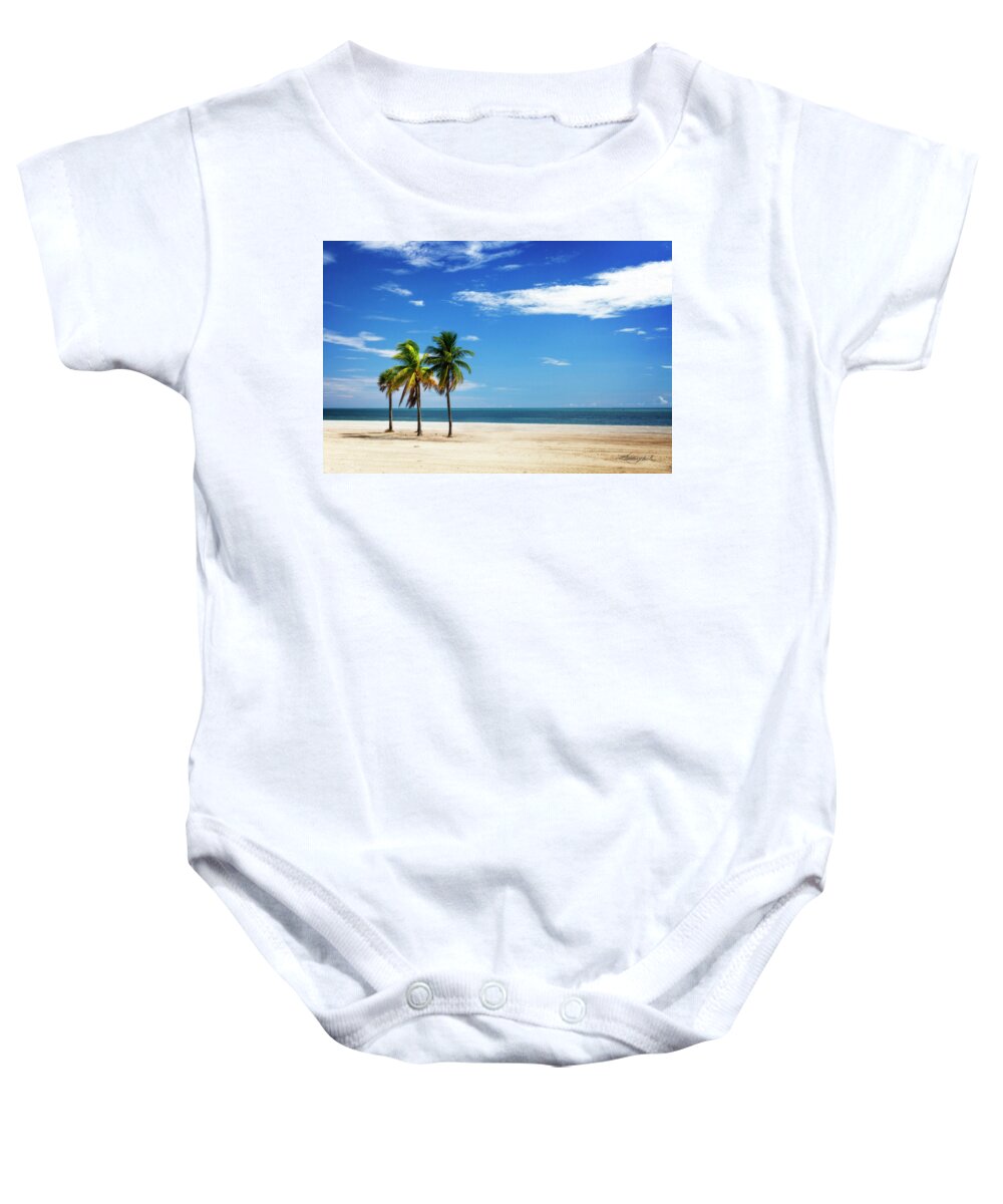 Color Baby Onesie featuring the photograph Palms on the Beach #1 by Alan Hausenflock