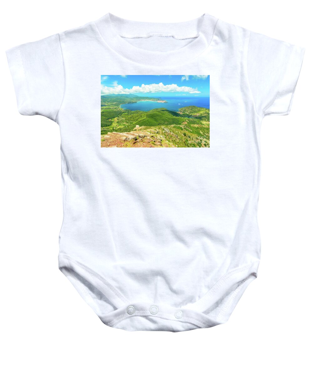 Italy Baby Onesie featuring the photograph Portoferraio gulf from Volterraio Mount #1 by Benny Marty