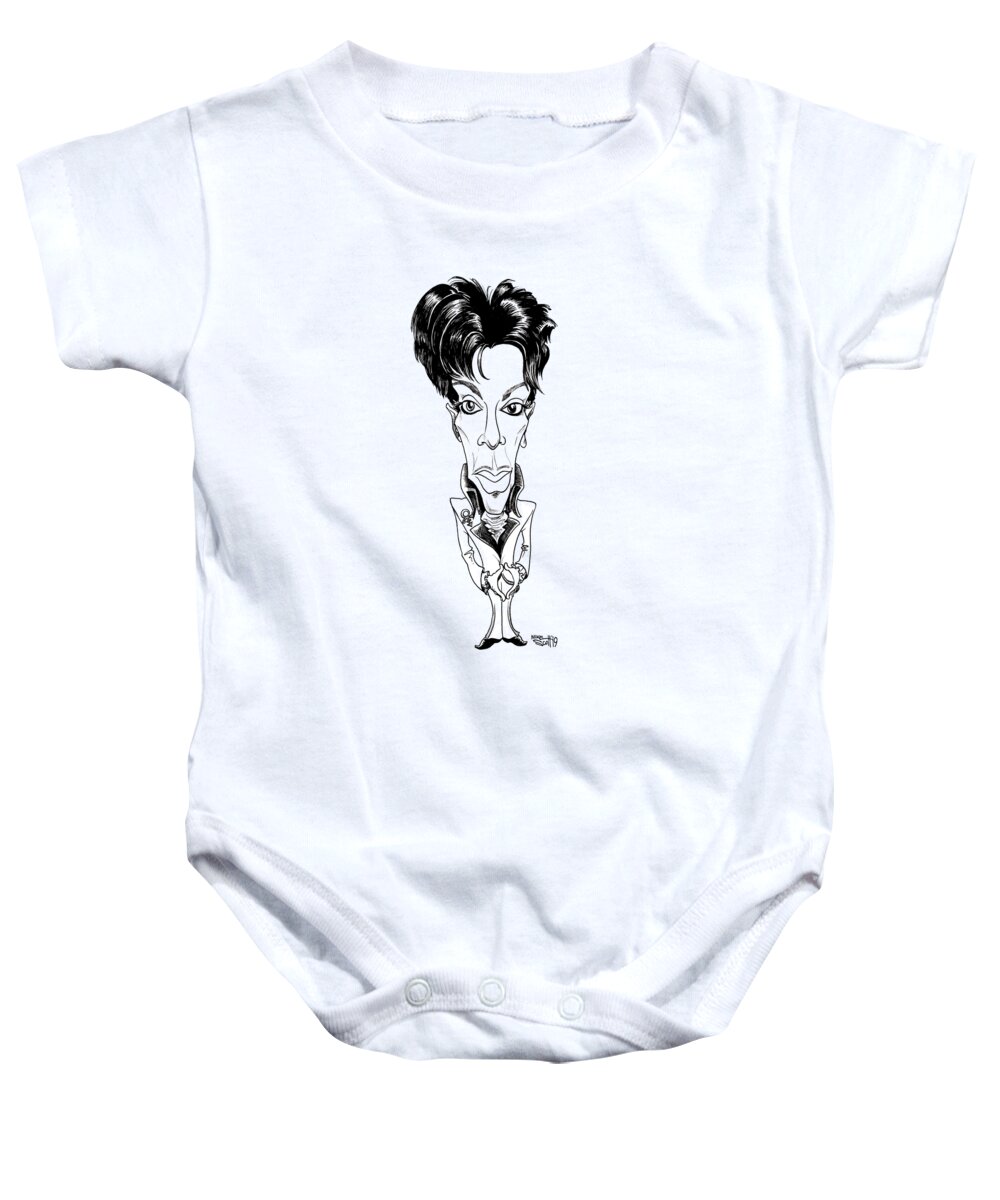 Caricature Baby Onesie featuring the drawing Prince #1 by Mike Scott