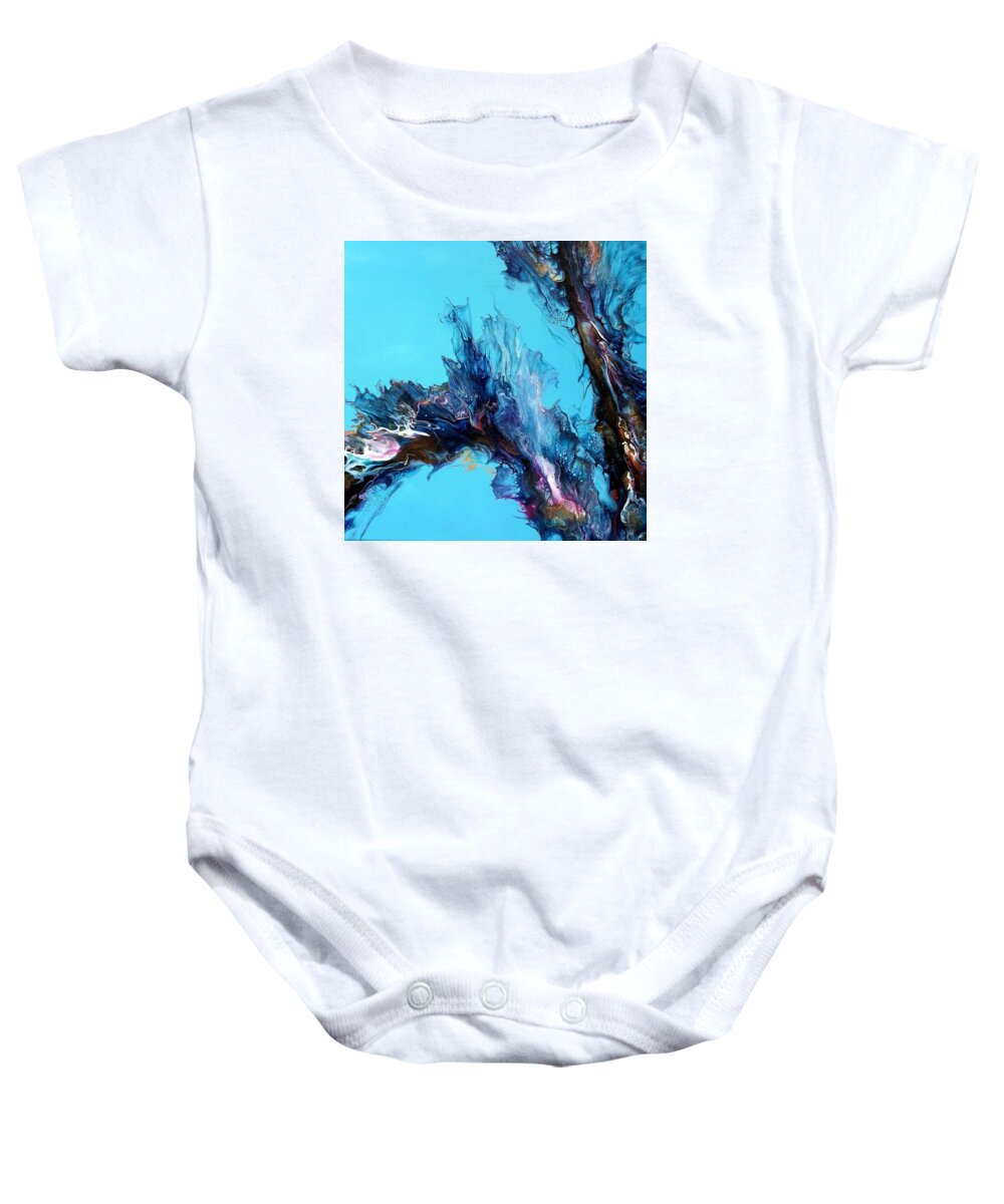 Abstract Baby Onesie featuring the painting Reaching Out #1 by Sue Goldberg