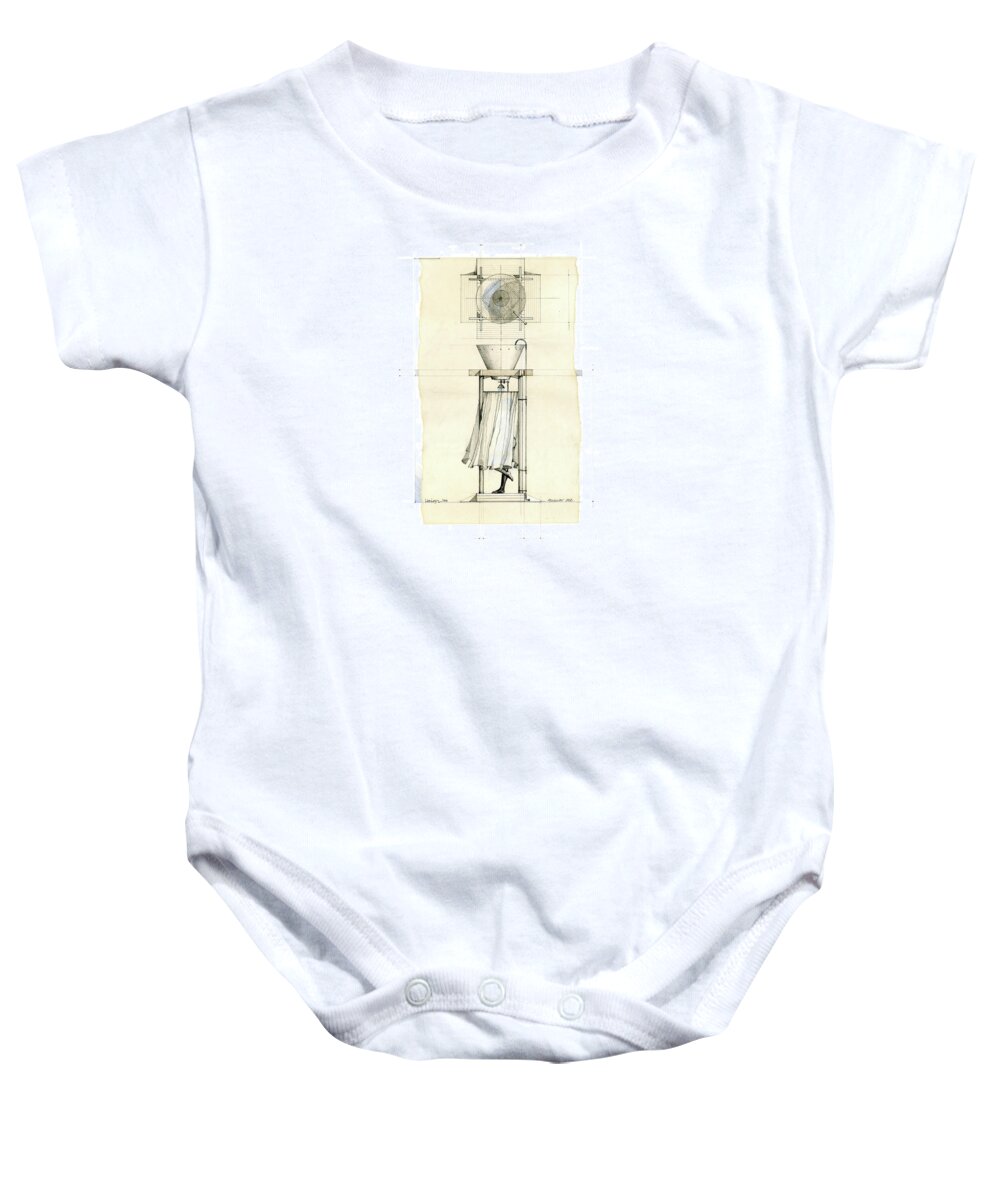 Outdoor Baby Onesie featuring the drawing Suburban Follies, Structures For The Residential Landscape #3 by Paul HAIGH