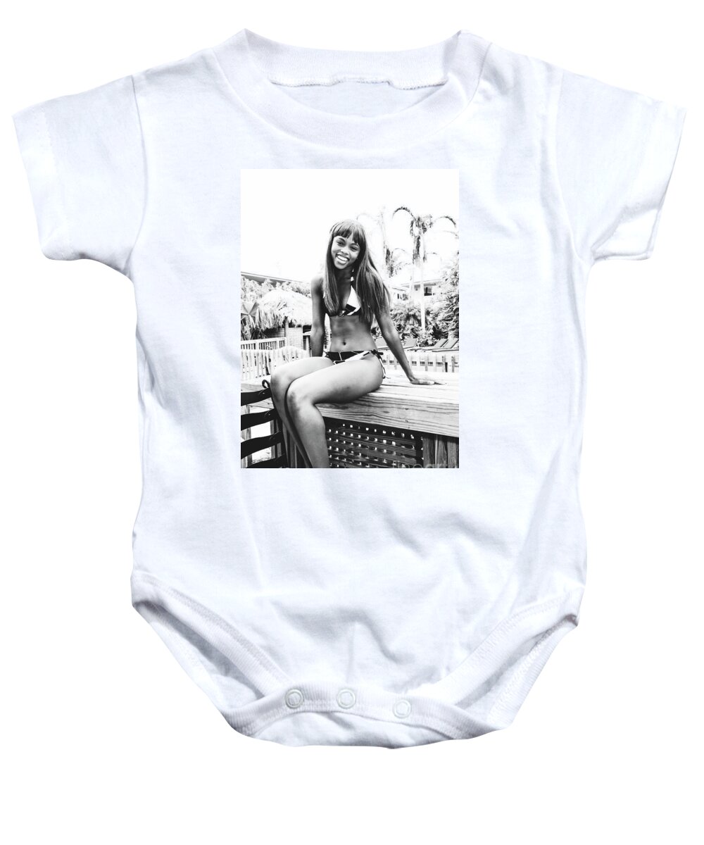 Girls Fun Fashion Photoraphy Art Baby Onesie featuring the photograph 1147 Dominique Weekend Girls Party Cranes Beach House Delray by Amyn Nasser