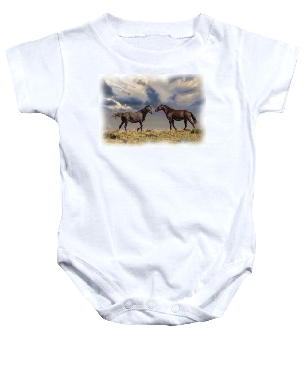 Horse Baby Onesie featuring the photograph Wild Horses #15 by Laura Terriere