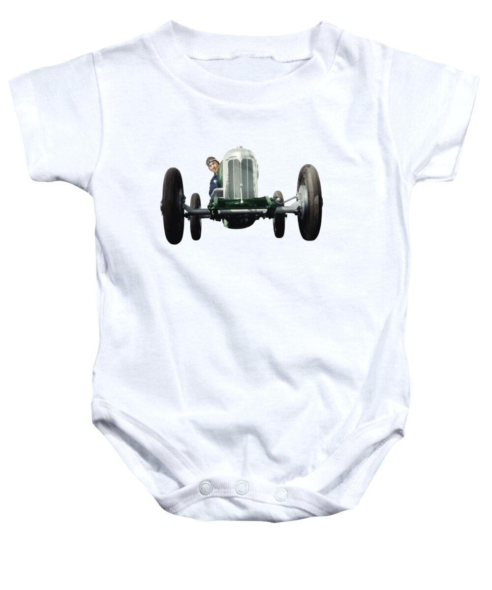 Culver City Baby Onesie featuring the photograph 1920s Culver City Racer - Silhouette by Retrographs
