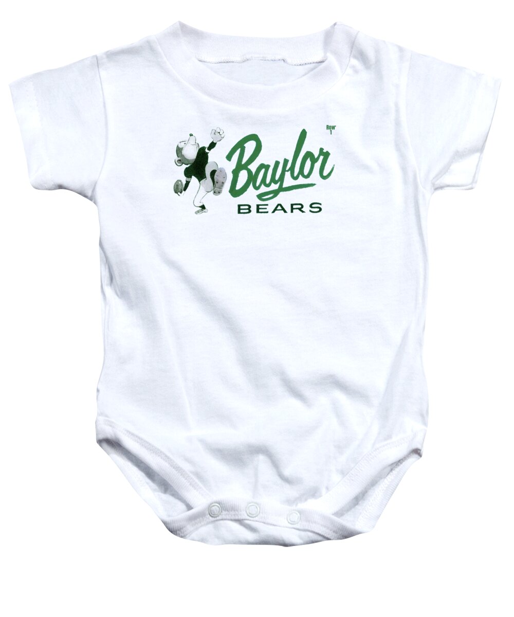 Baylor Baby Onesie featuring the mixed media 1955 Baylor Bears Football Art by Row One Brand