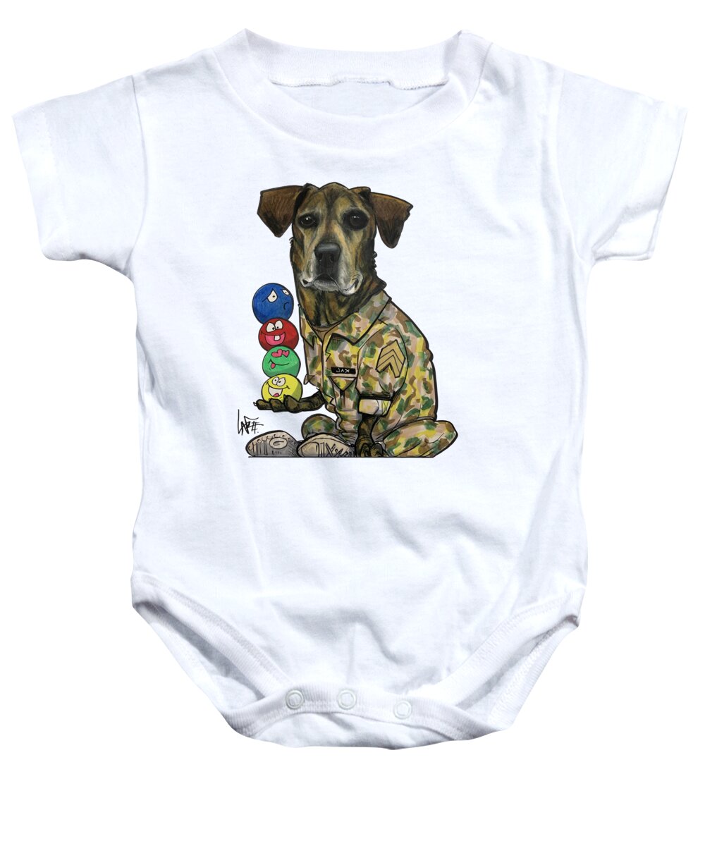 Chickos Baby Onesie featuring the drawing 5338 Chickos by Canine Caricatures By John LaFree