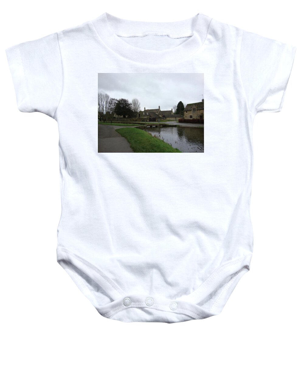 Bourton On The Water Baby Onesie featuring the photograph Bourton on the Water by Roxy Rich