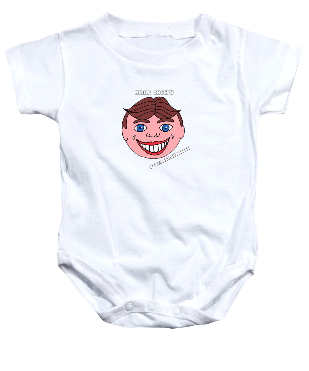 Asbury Park Baby Onesie featuring the drawing Kinda Creepy by Patricia Arroyo