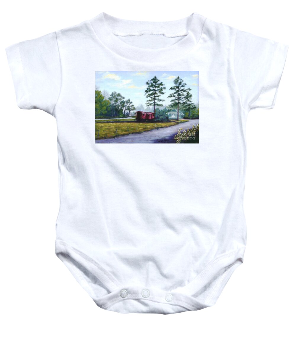 Landscape Baby Onesie featuring the painting Langley Library by Jerry Walker