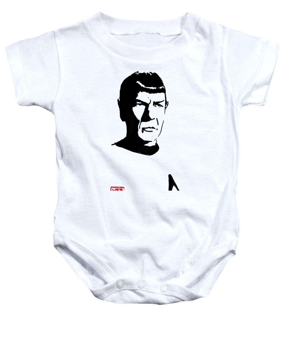 Spock Baby Onesie featuring the drawing Spock by Pechane Sumie