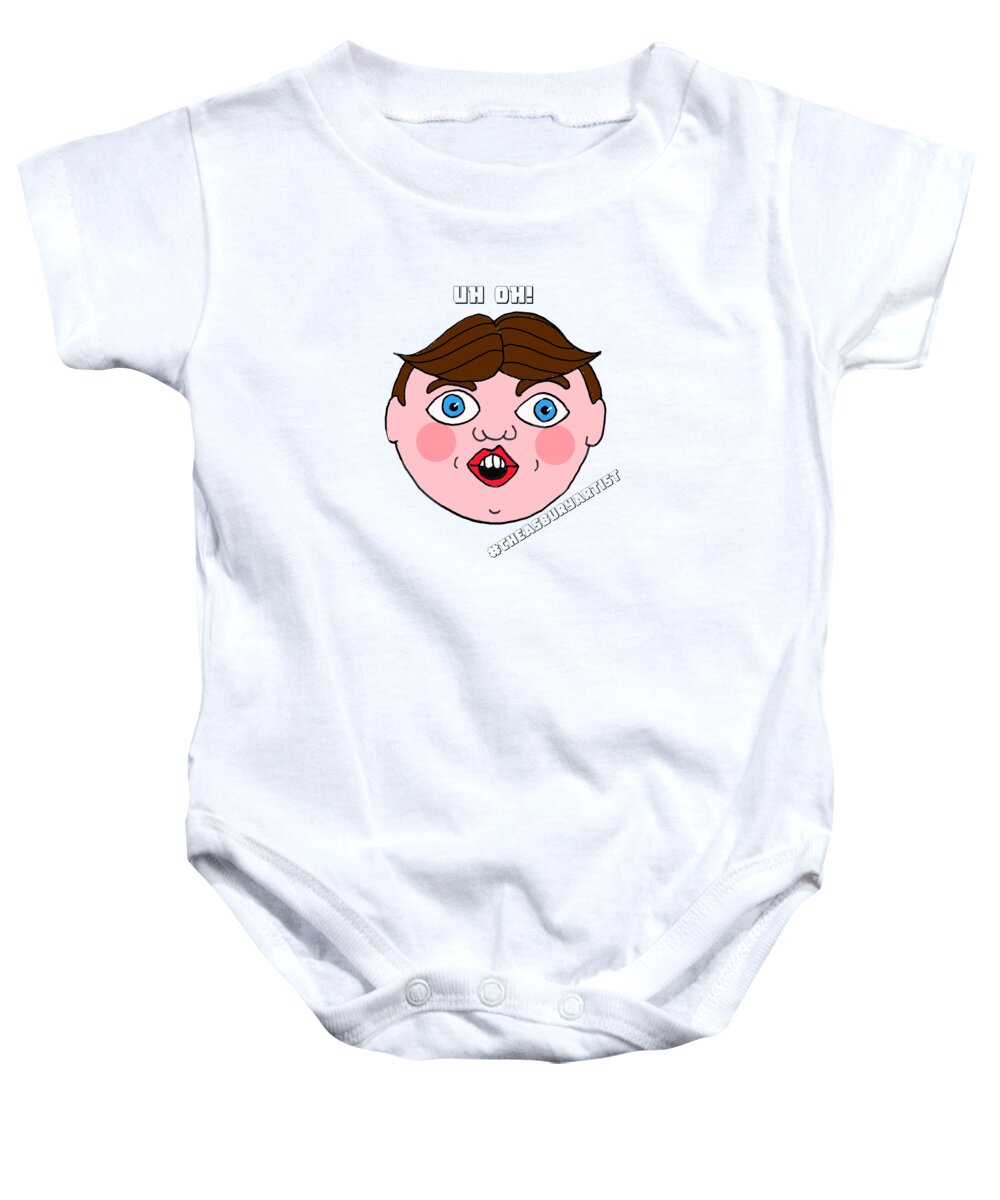 Asbury Park Baby Onesie featuring the drawing Uh Oh by Patricia Arroyo