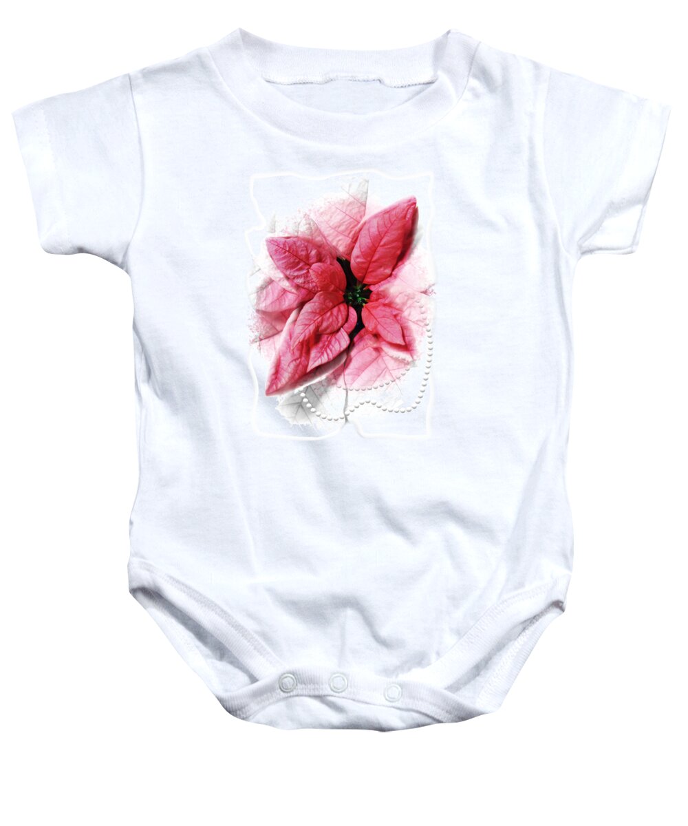 2020 Baby Onesie featuring the digital art 2020 Pink Poinsettia Color of the Year Gift Idea by Delynn Addams