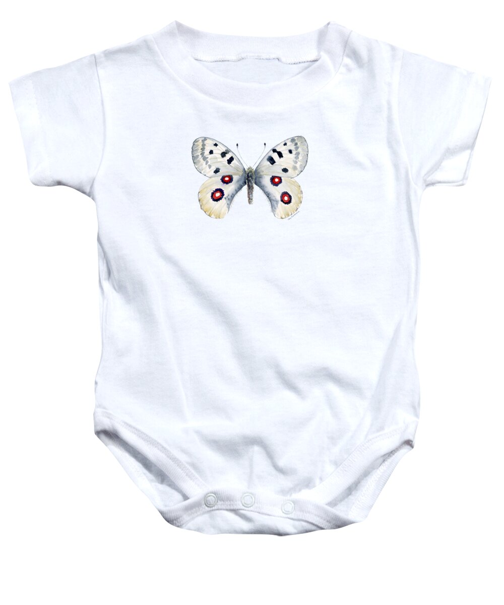 Apollo Baby Onesie featuring the painting 28 Apollo Butterfly by Amy Kirkpatrick