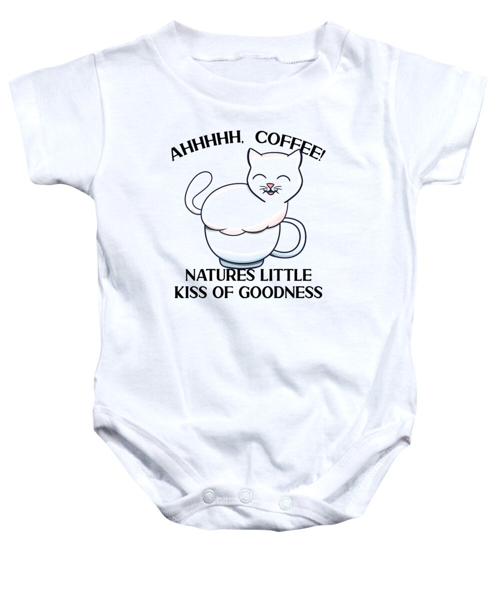 Cat And Coffee Baby Onesie featuring the digital art Cats and coffee cat lover coffee lover #3 by Toms Tee Store