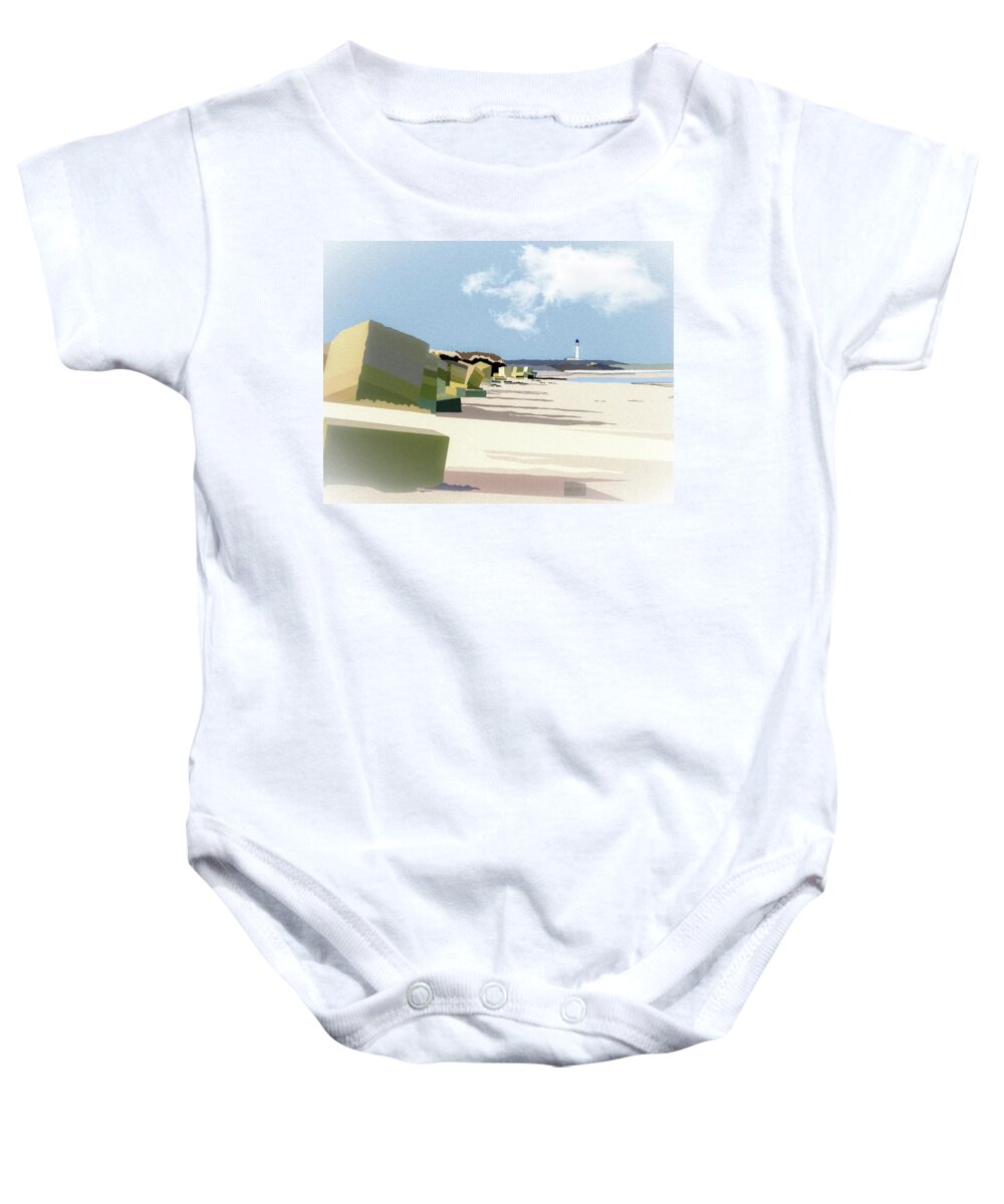 Covesea Baby Onesie featuring the digital art Covesea Lighthouse #4 by John Mckenzie