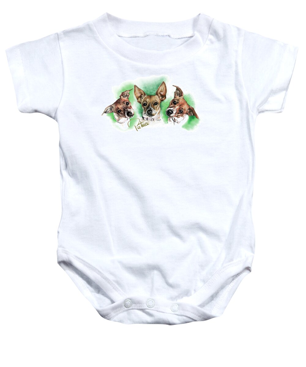 Watercolour Painting By Patrice Baby Onesie featuring the painting 3 Faces of Foxy by Patrice Clarkson