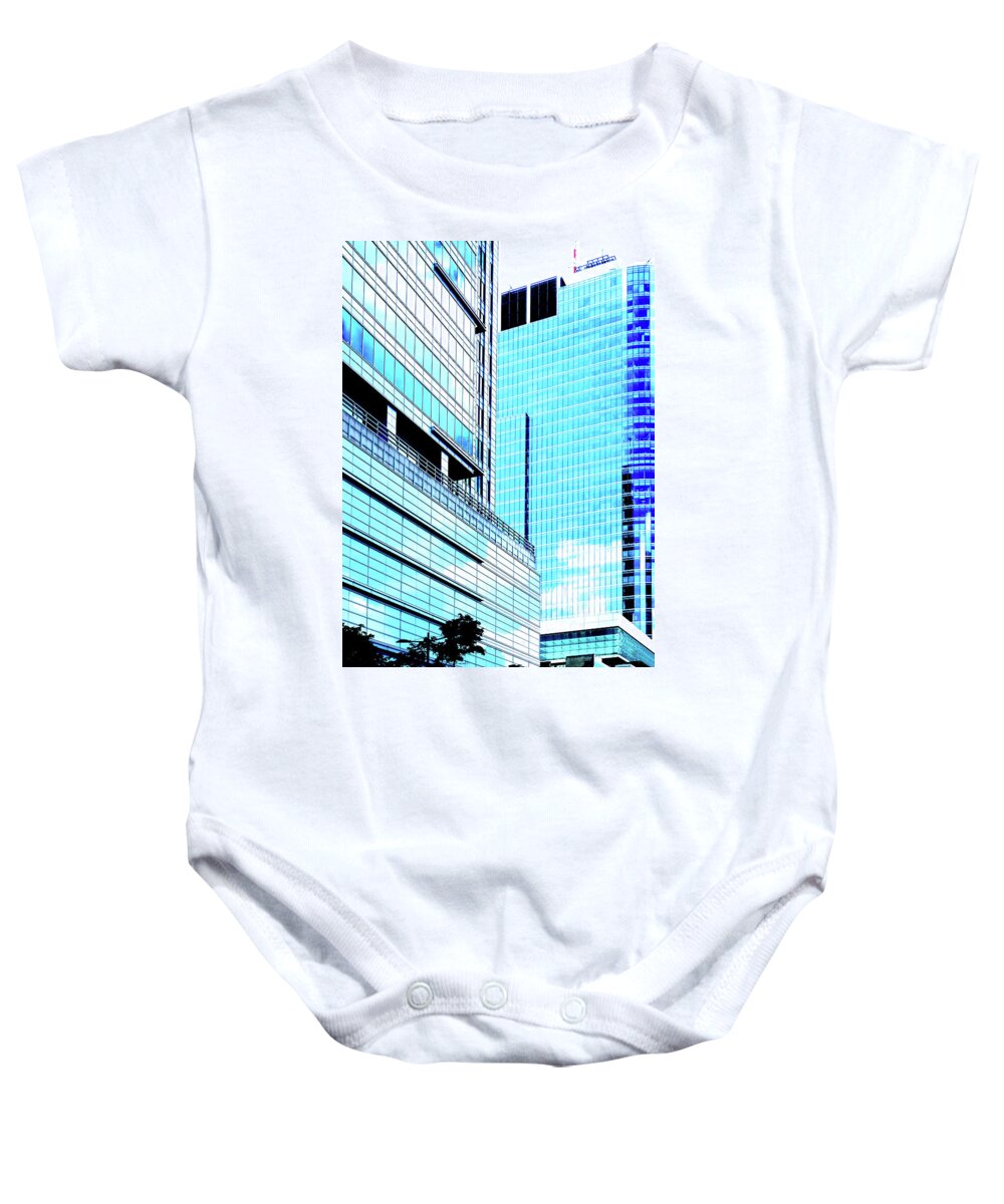 Rondo 1 Baby Onesie featuring the photograph Skyscrapers In Warsaw, Poland by John Siest