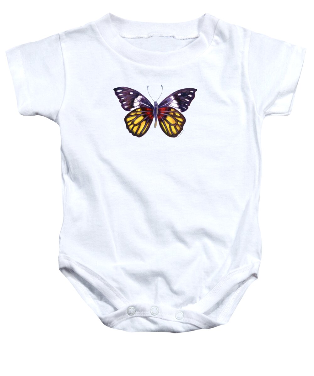 Delias Baby Onesie featuring the painting 31 Delias Henningia Butterfly by Amy Kirkpatrick