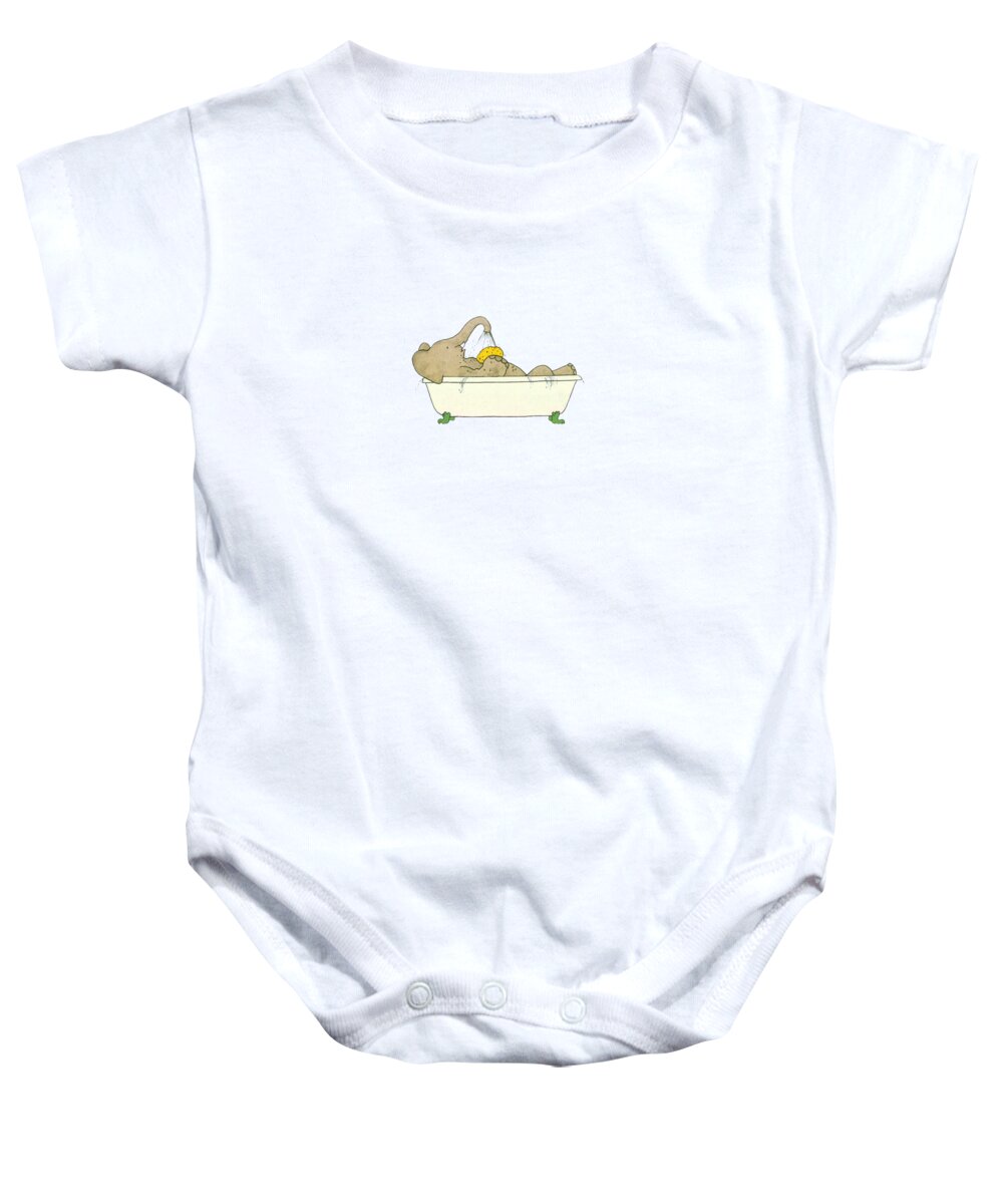 Babar The Elephant Baby Onesie featuring the drawing Babar #34 by Jean de Brunhoff