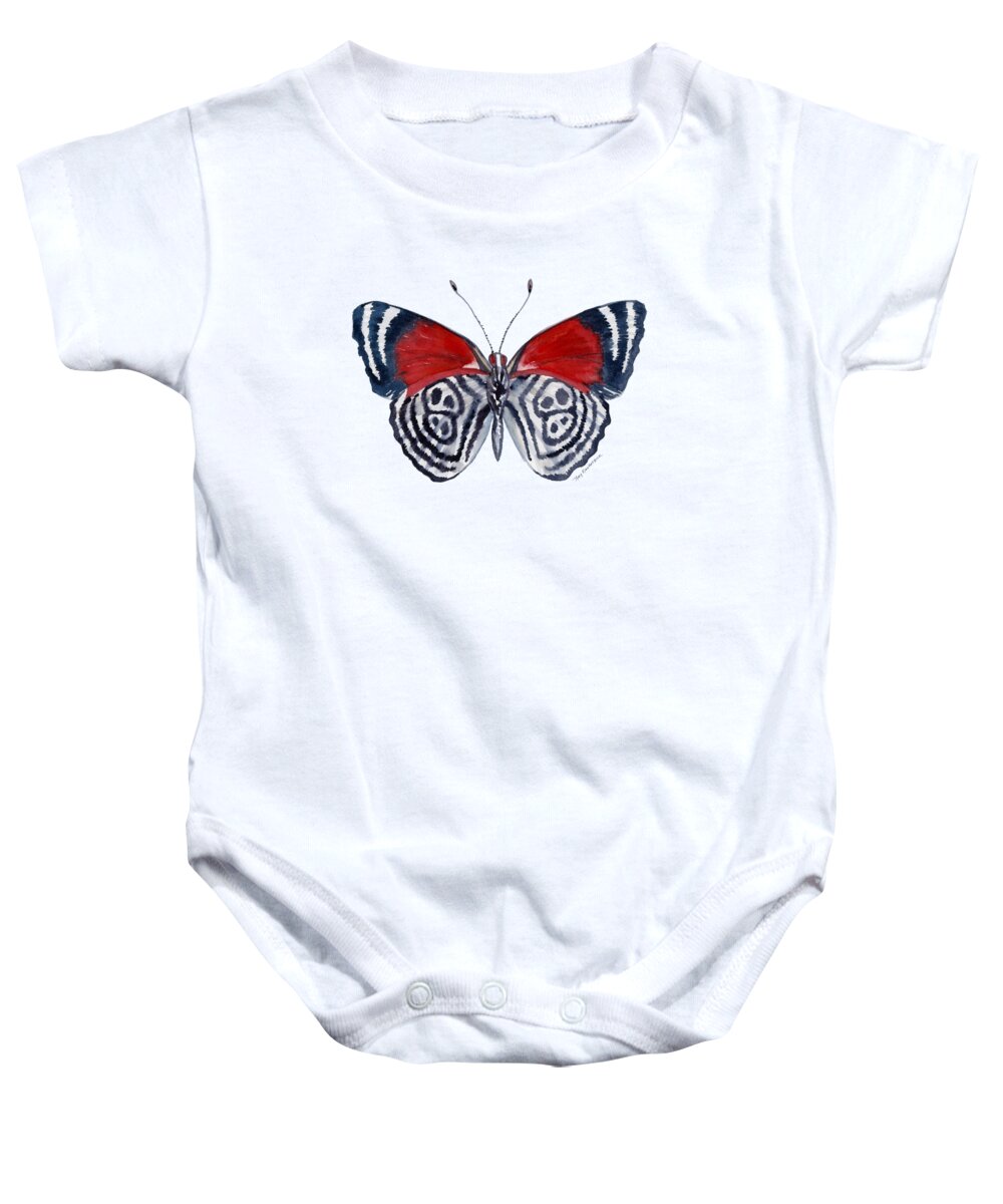 Diathria Baby Onesie featuring the painting 37 Diathria Clymena Butterfly by Amy Kirkpatrick